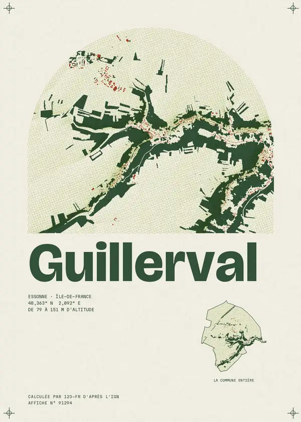 Affiche de Guillerval, calculée par 123-fr d'après l'IGN