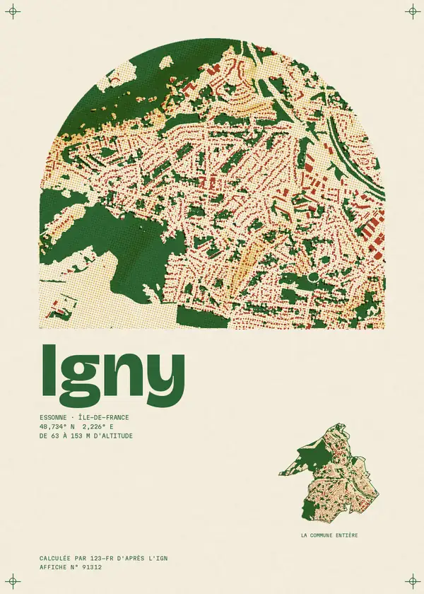 Affiche de Igny, calculée par 123-fr d'après l'IGN