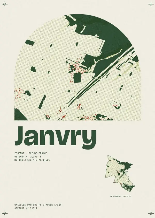 Affiche de Janvry, calculée par 123-fr d'après l'IGN