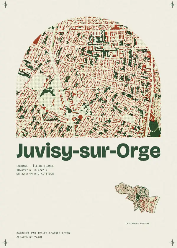 Affiche de Juvisy-sur-Orge, calculée par 123-fr d'après l'IGN