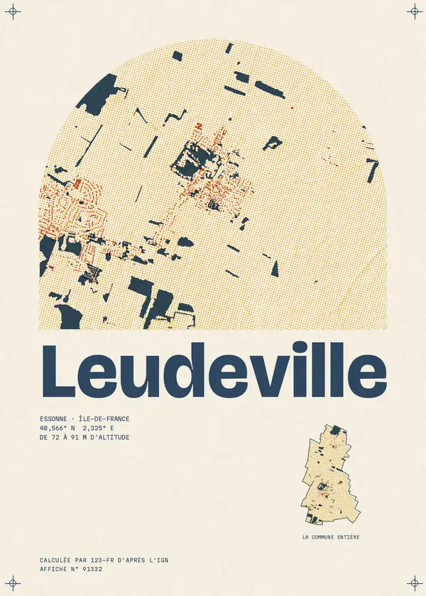 Affiche de Leudeville, calculée par 123-fr d'après l'IGN