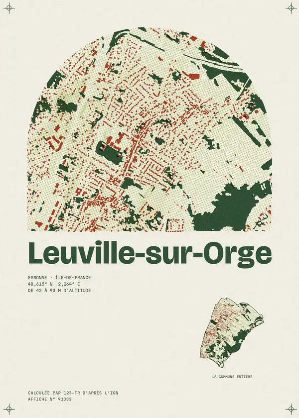 Affiche de Leuville-sur-Orge, calculée par 123-fr d'après l'IGN
