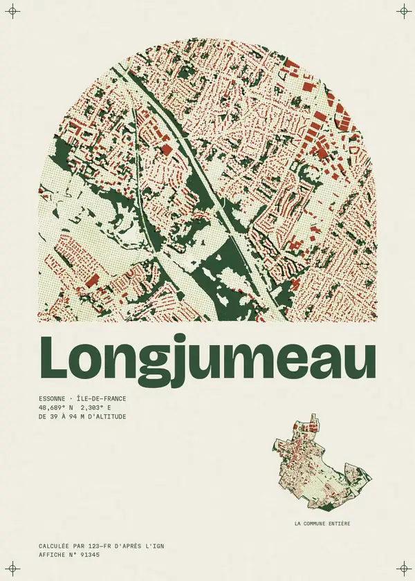 Affiche de Longjumeau, calculée par 123-fr d'après l'IGN