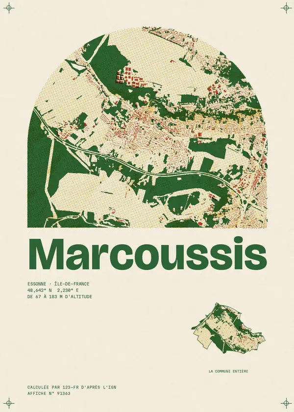 Affiche de Marcoussis, calculée par 123-fr d'après l'IGN