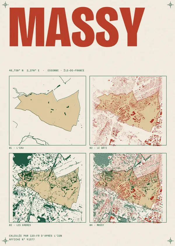 Affiche de Massy, calculée par 123-fr d'après l'IGN