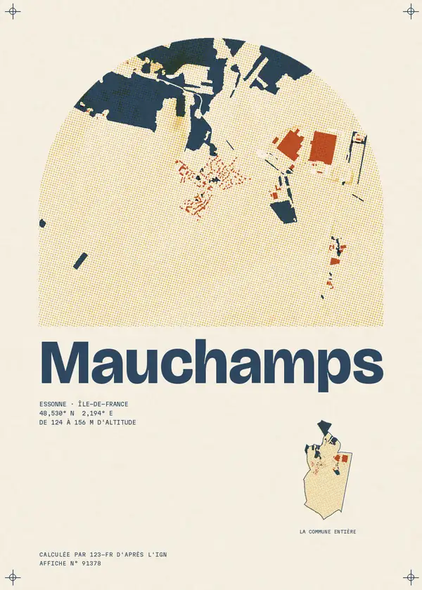 Affiche de Mauchamps, calculée par 123-fr d'après l'IGN