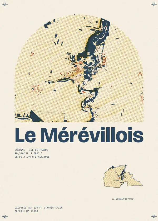 Affiche de Le Mérévillois, calculée par 123-fr d'après l'IGN