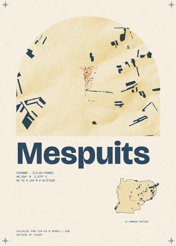 Affiche de Mespuits, calculée par 123-fr d'après l'IGN
