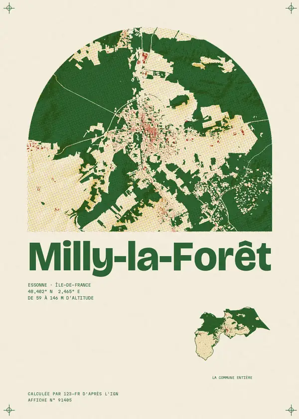 Affiche de Milly-la-Forêt, calculée par 123-fr d'après l'IGN