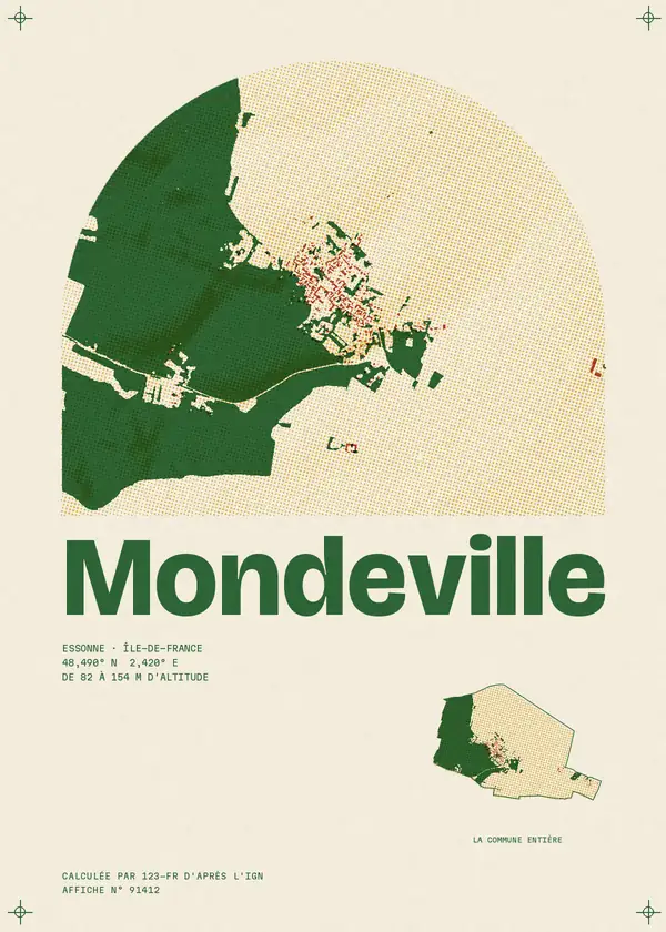 Affiche de Mondeville, calculée par 123-fr d'après l'IGN