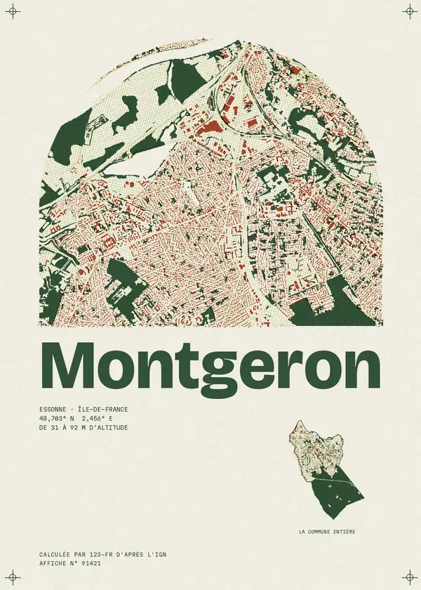 Affiche de Montgeron, calculée par 123-fr d'après l'IGN