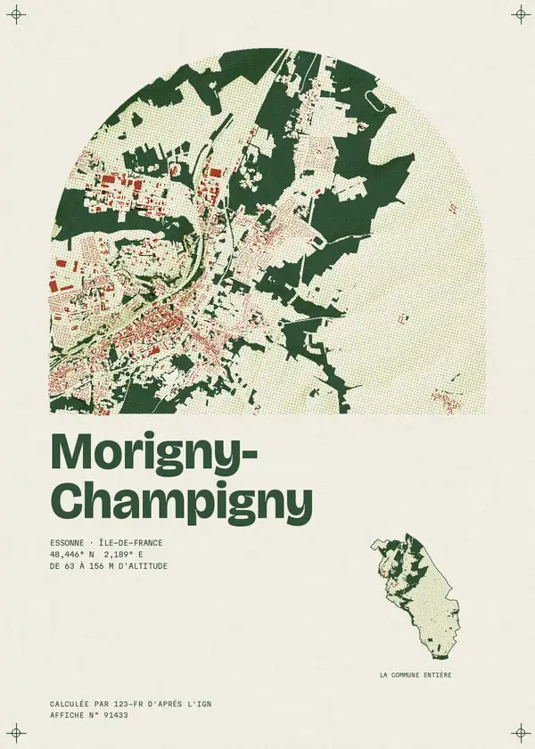 Affiche de Morigny-Champigny, calculée par 123-fr d'après l'IGN