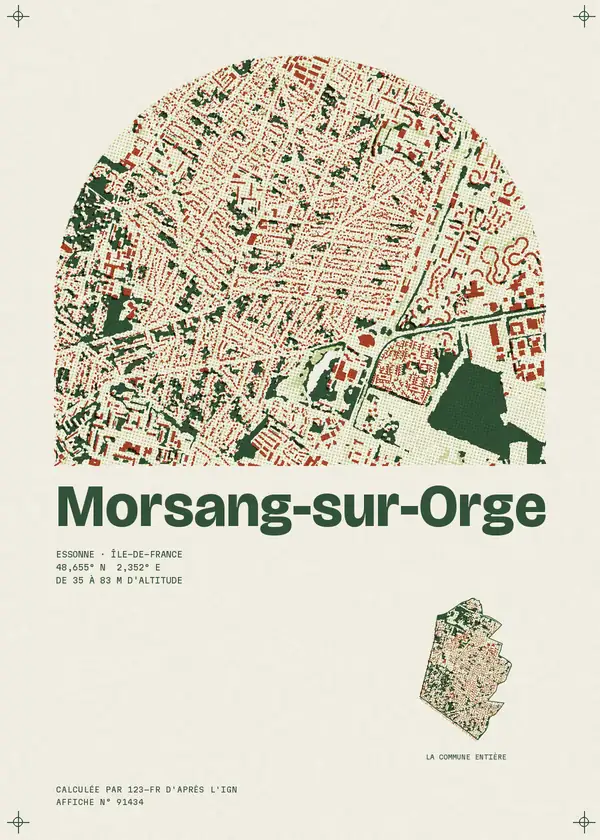 Affiche de Morsang-sur-Orge, calculée par 123-fr d'après l'IGN