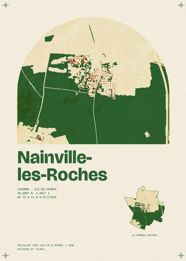 Affiche de Nainville-les-Roches, calculée par 123-fr d'après l'IGN