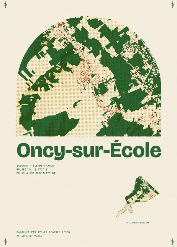 Affiche de Oncy-sur-École, calculée par 123-fr d'après l'IGN