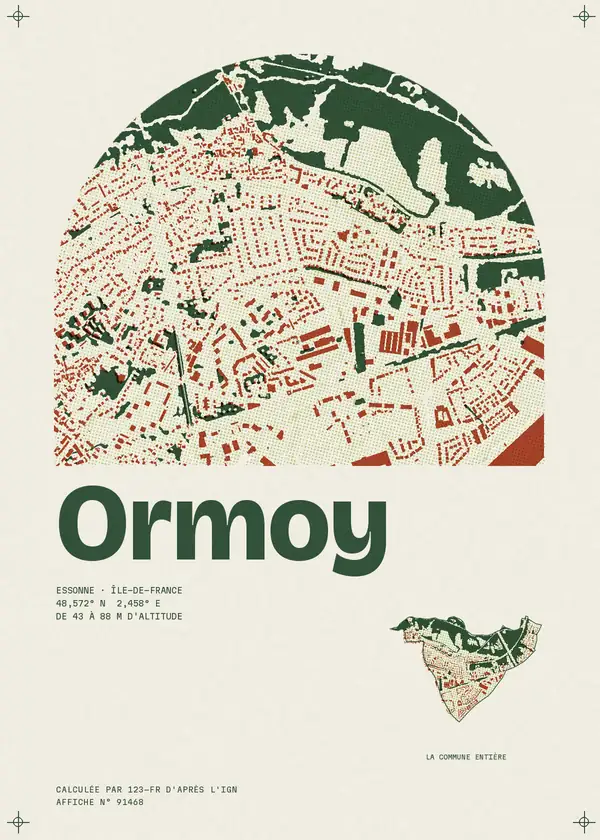 Affiche de Ormoy, calculée par 123-fr d'après l'IGN