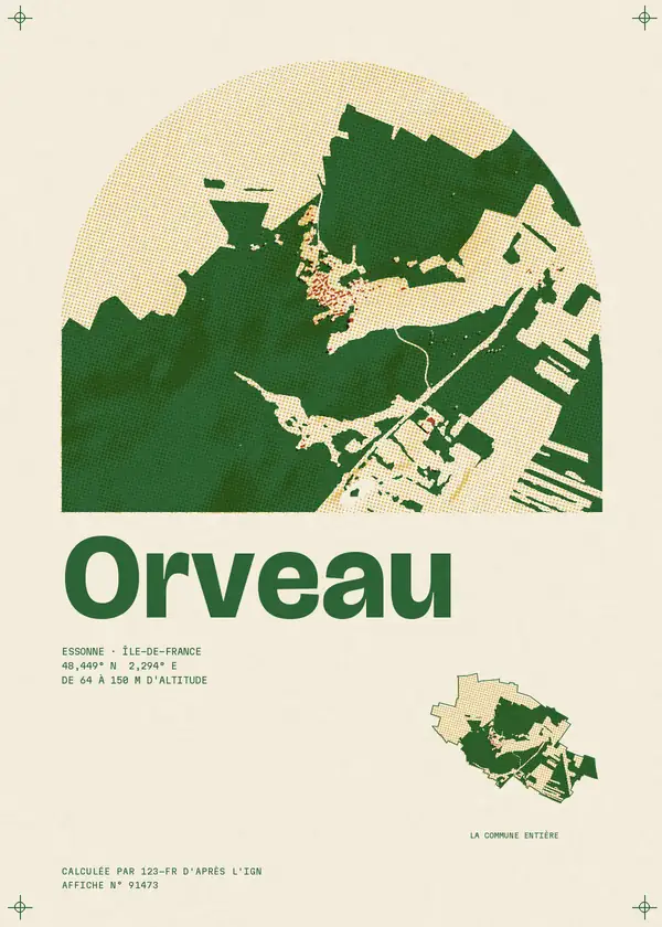 Affiche de Orveau, calculée par 123-fr d'après l'IGN