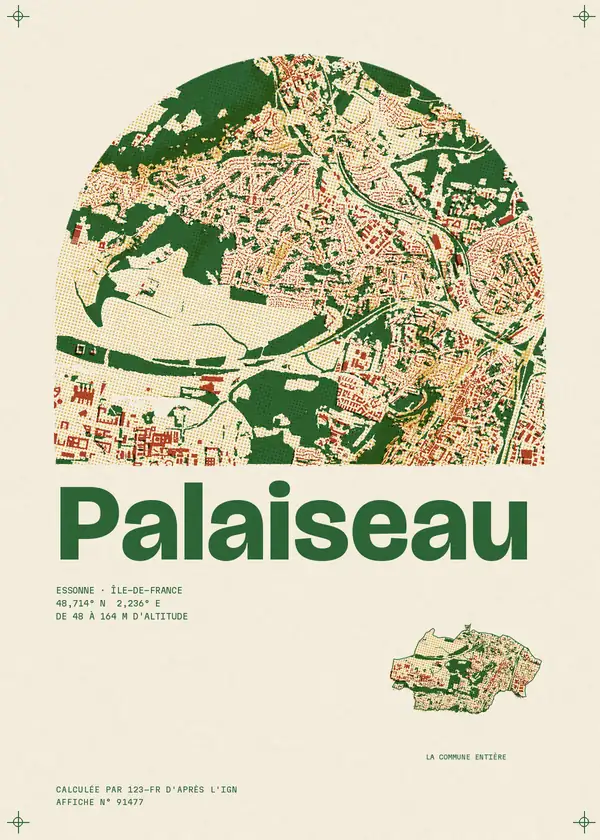 Affiche de Palaiseau, calculée par 123-fr d'après l'IGN
