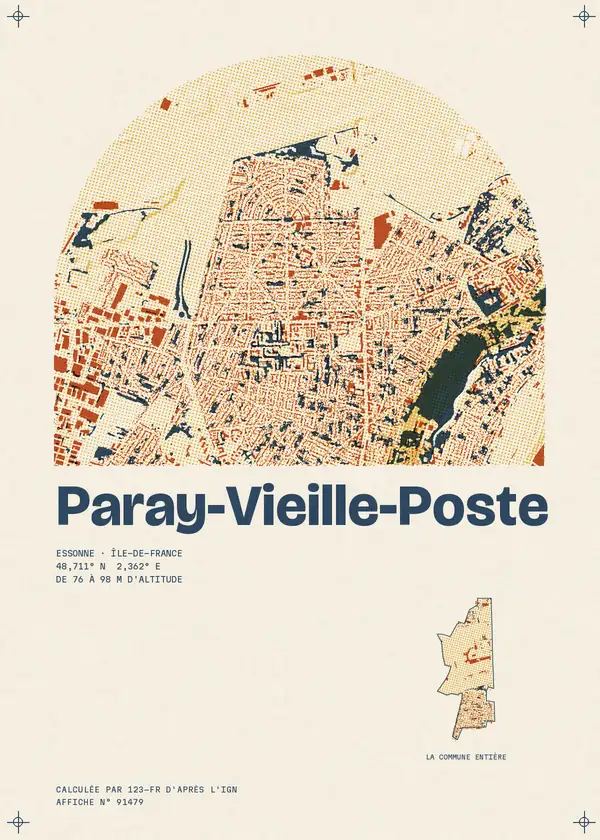 Affiche de Paray-Vieille-Poste, calculée par 123-fr d'après l'IGN