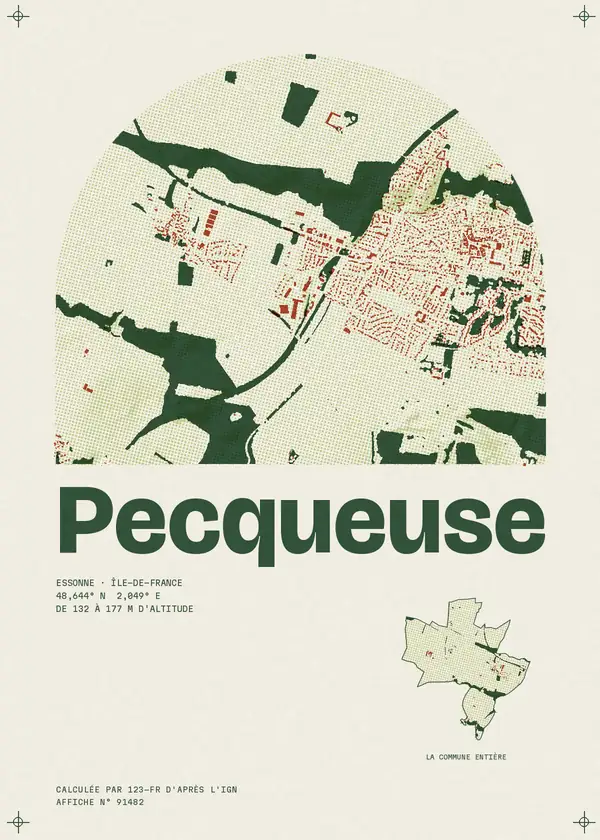 Affiche de Pecqueuse, calculée par 123-fr d'après l'IGN