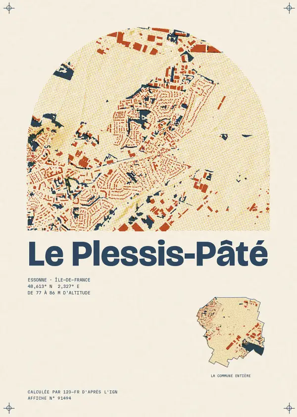 Affiche de Le Plessis-Pâté, calculée par 123-fr d'après l'IGN