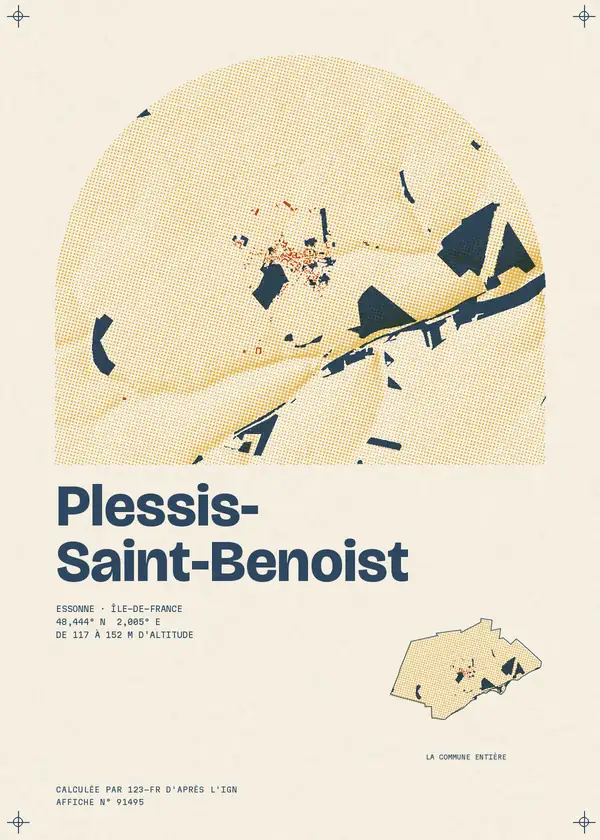 Affiche de Plessis-Saint-Benoist, calculée par 123-fr d'après l'IGN