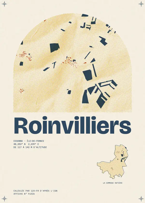 Affiche de Roinvilliers, calculée par 123-fr d'après l'IGN