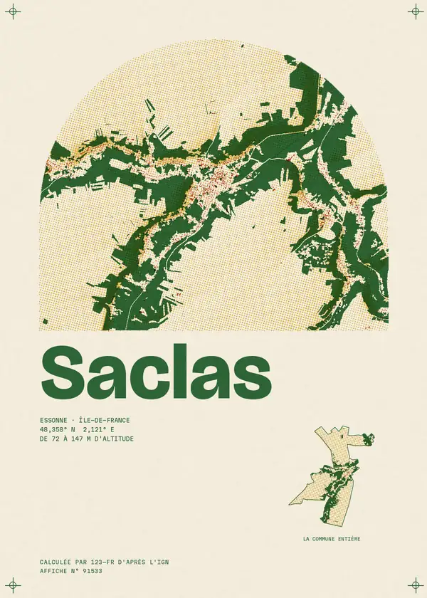 Affiche de Saclas, calculée par 123-fr d'après l'IGN
