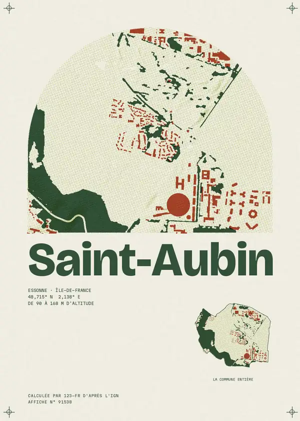 Affiche de Saint-Aubin, calculée par 123-fr d'après l'IGN