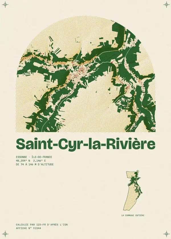 Affiche de Saint-Cyr-la-Rivière, calculée par 123-fr d'après l'IGN