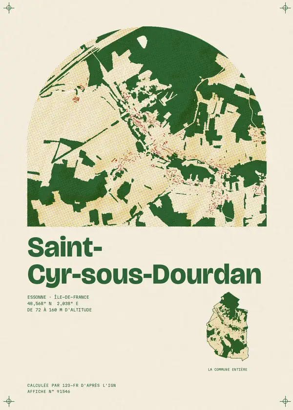 Affiche de Saint-Cyr-sous-Dourdan, calculée par 123-fr d'après l'IGN