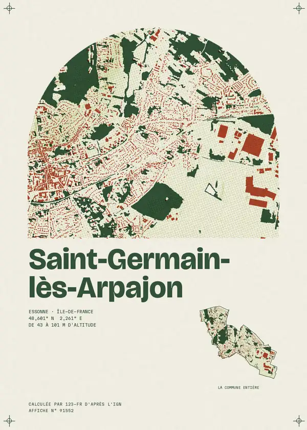 Affiche de Saint-Germain-lès-Arpajon, calculée par 123-fr d'après l'IGN