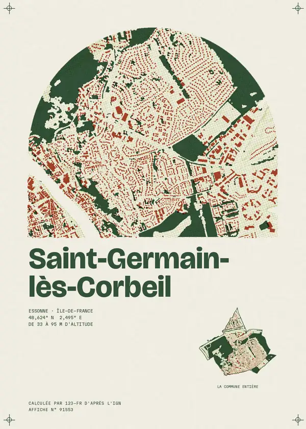 Affiche de Saint-Germain-lès-Corbeil, calculée par 123-fr d'après l'IGN