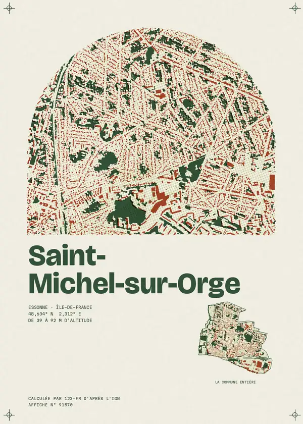 Affiche de Saint-Michel-sur-Orge, calculée par 123-fr d'après l'IGN