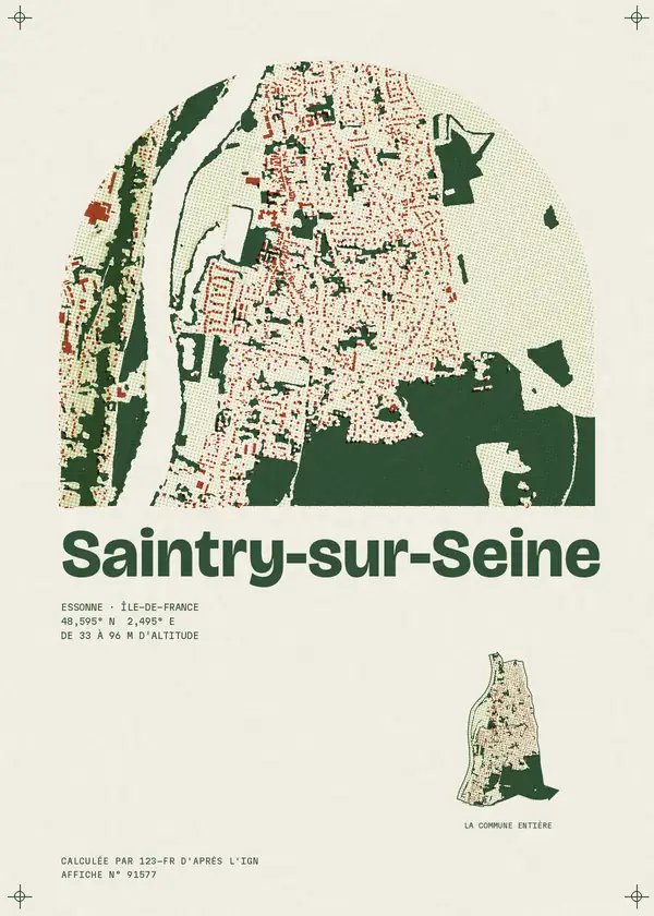 Affiche de Saintry-sur-Seine, calculée par 123-fr d'après l'IGN