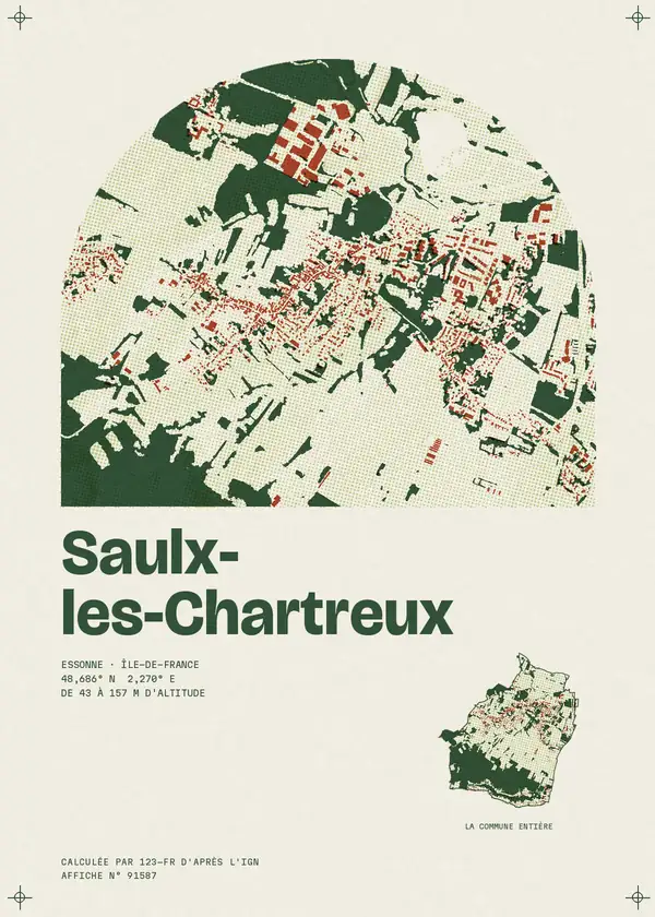 Affiche de Saulx-les-Chartreux, calculée par 123-fr d'après l'IGN