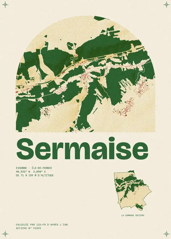 Affiche de Sermaise, calculée par 123-fr d'après l'IGN