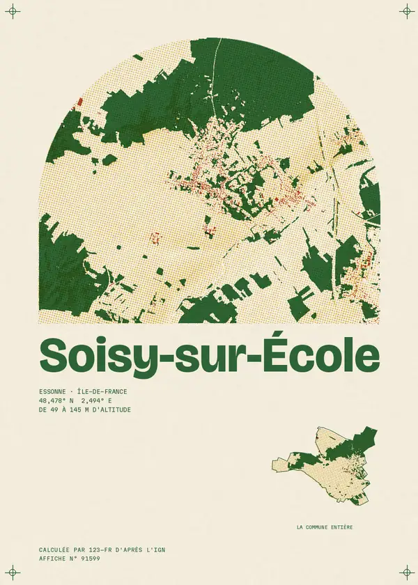 Affiche de Soisy-sur-École, calculée par 123-fr d'après l'IGN