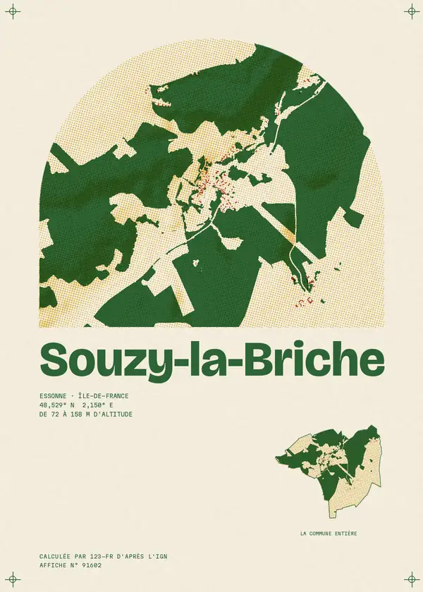 Affiche de Souzy-la-Briche, calculée par 123-fr d'après l'IGN