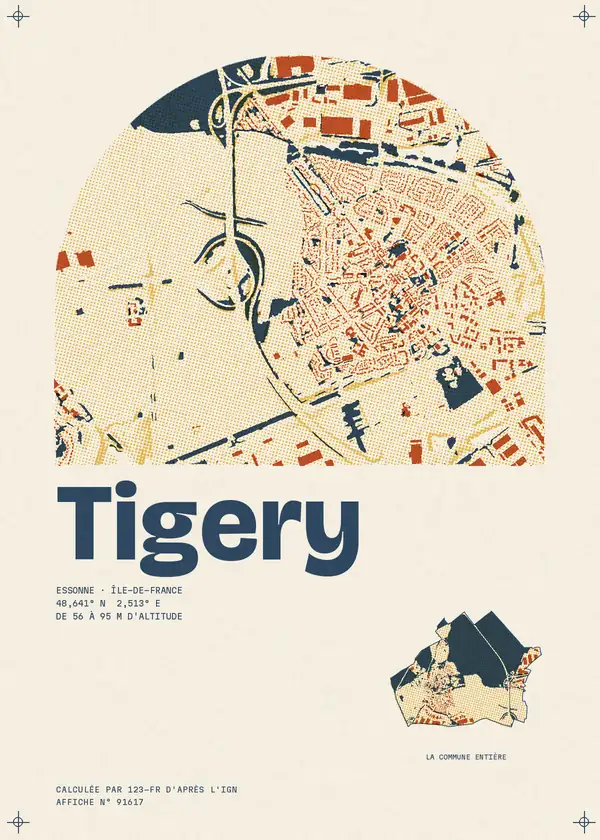 Affiche de Tigery, calculée par 123-fr d'après l'IGN
