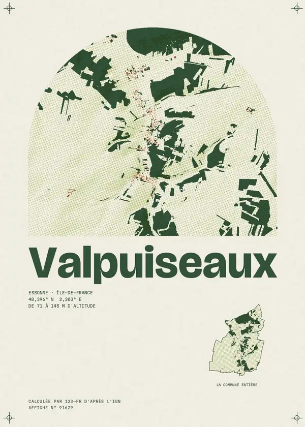 Affiche de Valpuiseaux, calculée par 123-fr d'après l'IGN