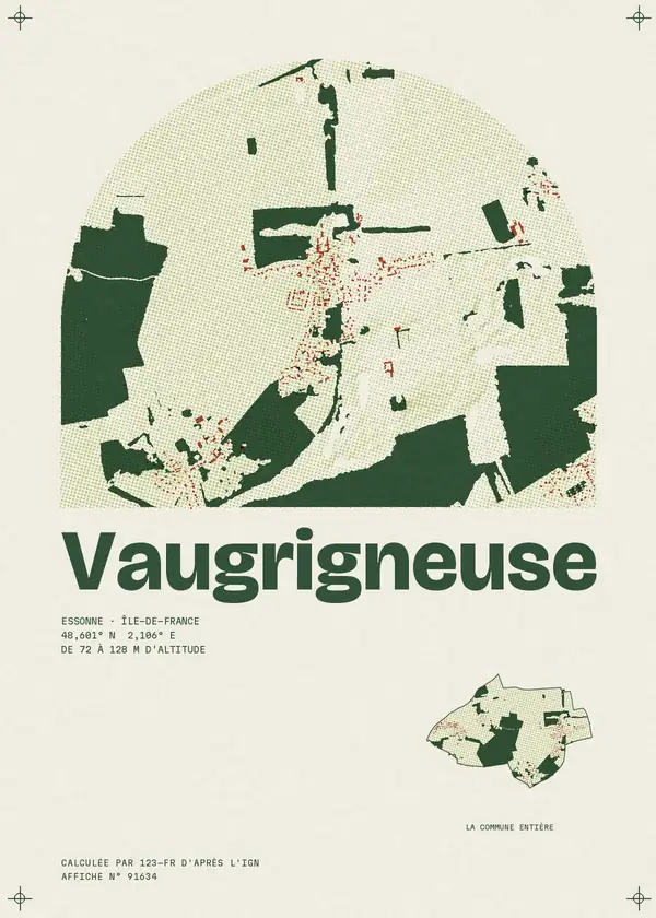 Affiche de Vaugrigneuse, calculée par 123-fr d'après l'IGN