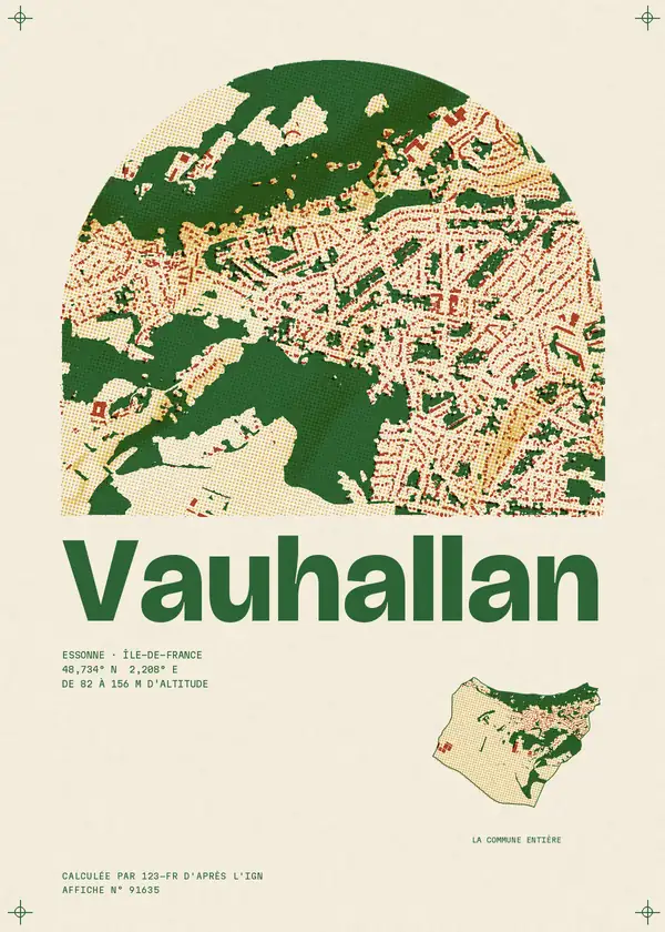 Affiche de Vauhallan, calculée par 123-fr d'après l'IGN