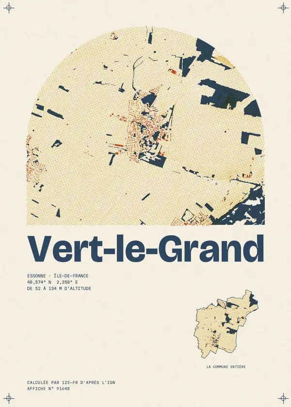 Affiche de Vert-le-Grand, calculée par 123-fr d'après l'IGN