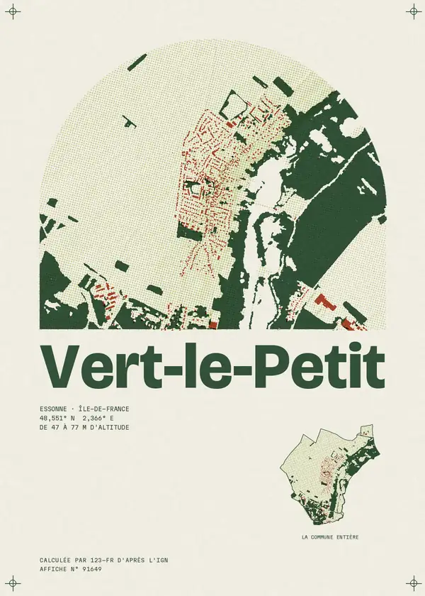 Affiche de Vert-le-Petit, calculée par 123-fr d'après l'IGN