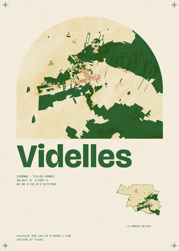 Affiche de Videlles, calculée par 123-fr d'après l'IGN