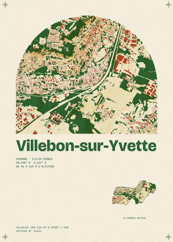 Affiche de Villebon-sur-Yvette, calculée par 123-fr d'après l'IGN