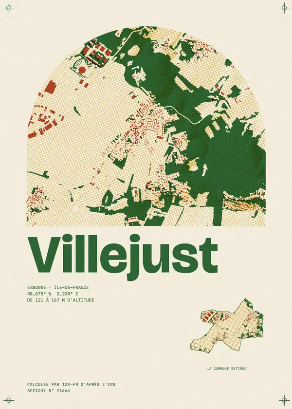Affiche de Villejust, calculée par 123-fr d'après l'IGN