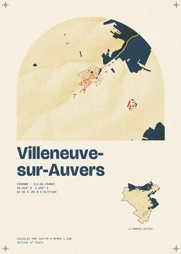 Affiche de Villeneuve-sur-Auvers, calculée par 123-fr d'après l'IGN