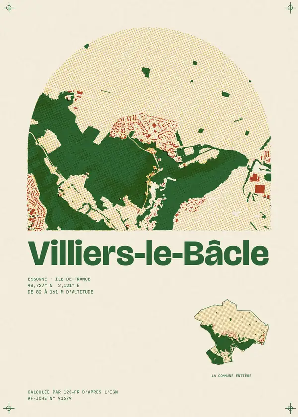 Affiche de Villiers-le-Bâcle, calculée par 123-fr d'après l'IGN